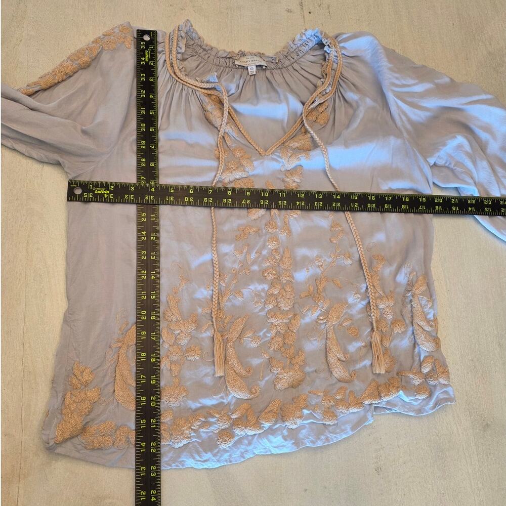 Lucky Brand Women's Embroidered Peasant Top SZ XS - Picture 5 of 5